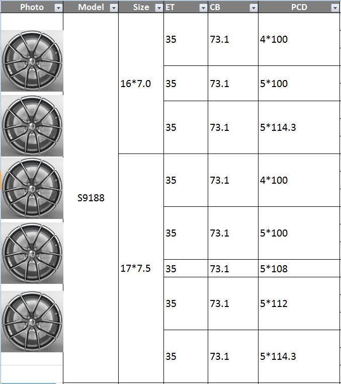 S9188 JXD Brand Auto Spare Parts Alloy Wheel Rim Aftermarket Car Wheel