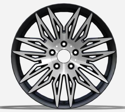 Professional Manufacturer Alumilum Alloy Wheel Rims 19 Inch 5X120 32/24 Et Black/Silver Machined Face for Passenger Car Wheel Car Tires