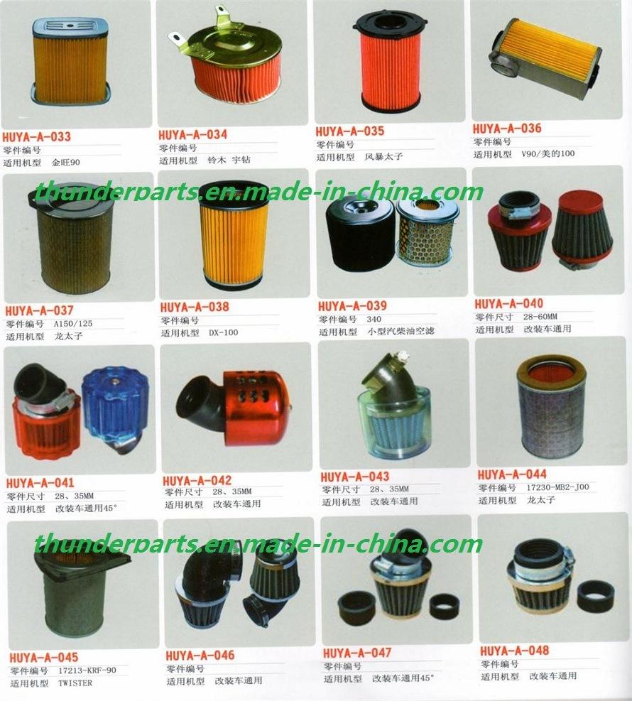 Parts for Motorcycle Air Fuel Filters/Cleaners/Foam/Relay/Cdi/Horn/Sprocket/Pumps/Cock/Lever/Padel/Wheels/Absobers/Meters/Lamps/Brake Pumps/Cables/Gears/Wires