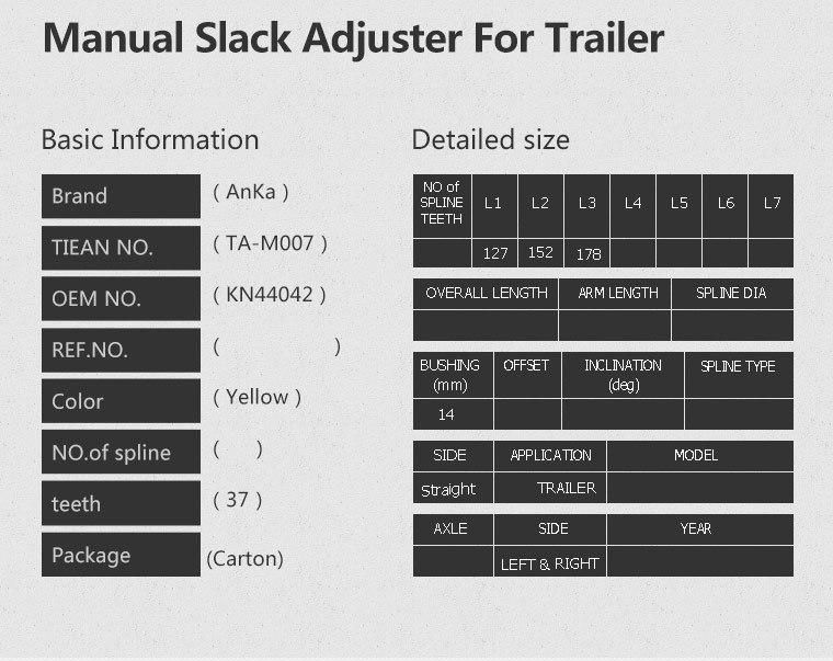 Truck & Trailer Manufacturer Manual Slack Adjuster Kn44042 / 278323 for Freightliner Heavy Duty