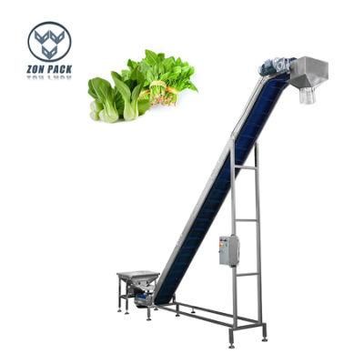 CE PU/PVC Belt Inclined Conveyor Used for Lifting Fresh Fruit Frozen Meat Product