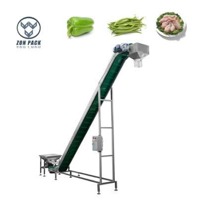 Belt Chain Inclined Conveyor Lifting Vegetable Fruit Solid Product for Vertical/Rotary Packing Machine