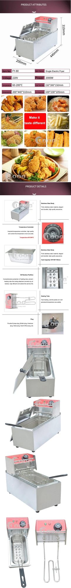 Homemade Commercial Table Top Stainless Steel 220V Potato Chips Cooking Donuts Machines Electric Single Basket Chicken Deep Fryer