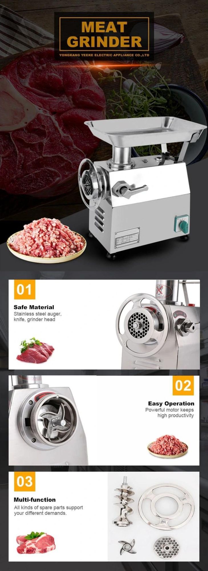 Electric Meat Grinder 1800W Meat Mincer, Stainless Steel Food Grinder Make