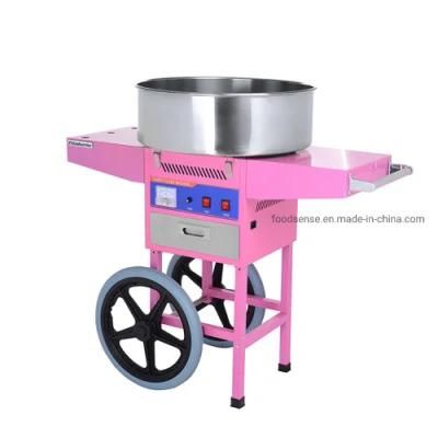 Commercial Cheap Automatic Sugar Candy Floss Vending Machine with Cart