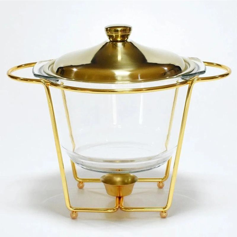 4L Glass Golden Silver Buffet Stove Chafing Dish