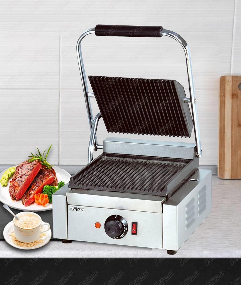 Eg811e Commercial Panini Grill, Sandwich Maker Toaster with Temperature Control, Stainless Steel Steak Griddle, Nonstick Flat Plates