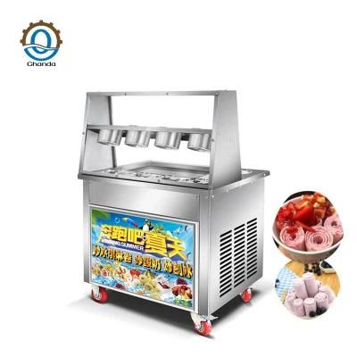 Commercial Stainless Steel Fried Ice Cream Rolls Making Machine Thailand Frying Fruit ...