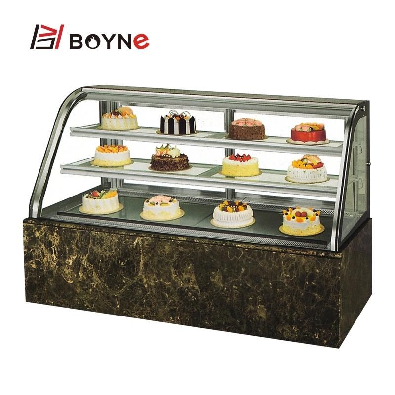 Commercial Double Curved Three Layer Cake Display Showcase Chiller