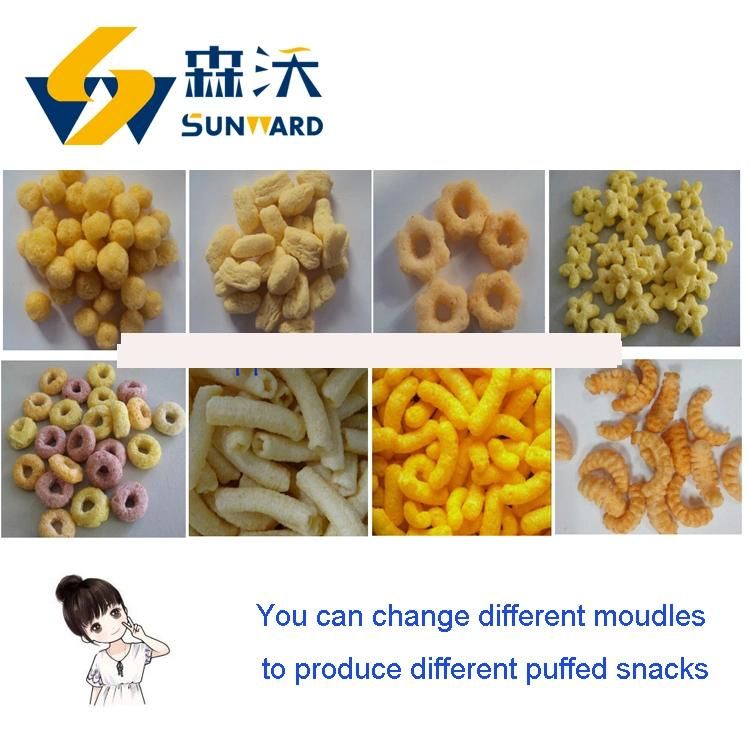 Jinan Sunward Puffed Corn Snack Extruder Extruded Rice Puff Food Extrusion Machine