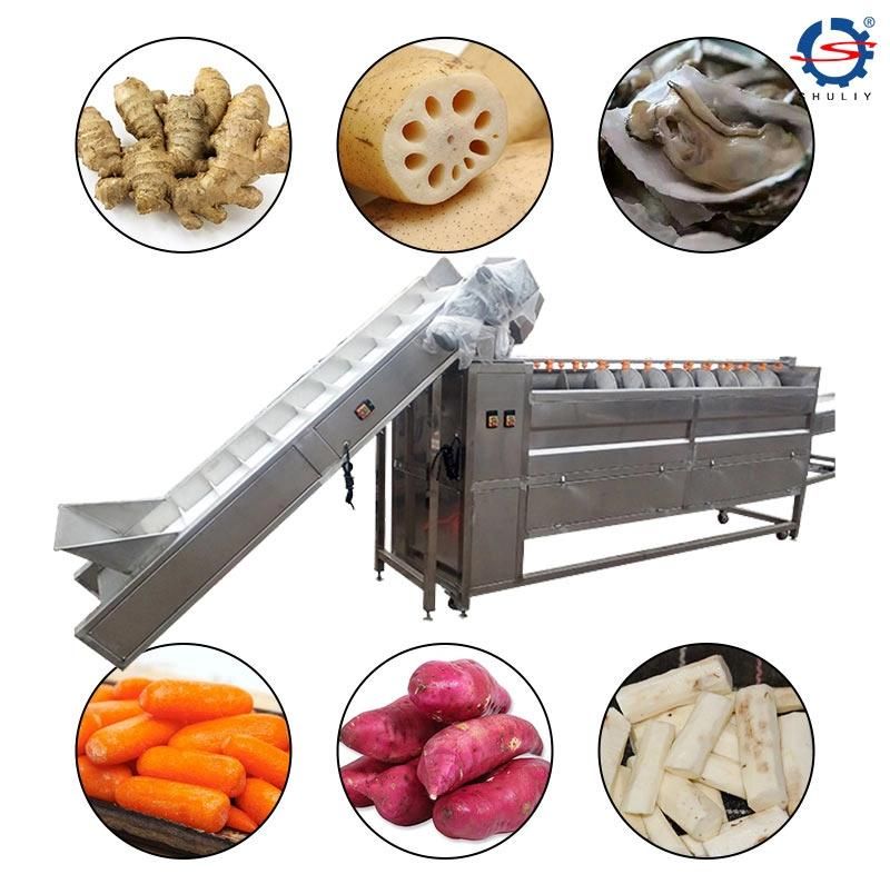 Brush Roller Fish Scale Removing Potato Cleaning Peeling Line Machine