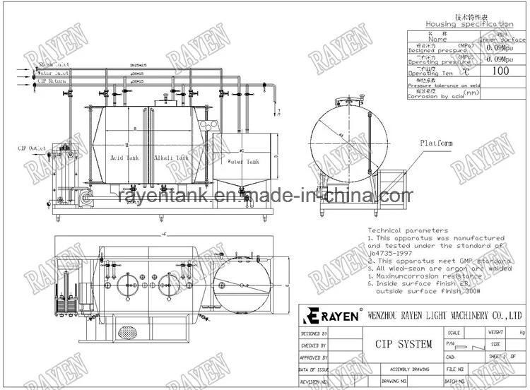 Food Grade CIP Tank CIP Machine Automatic CIP System