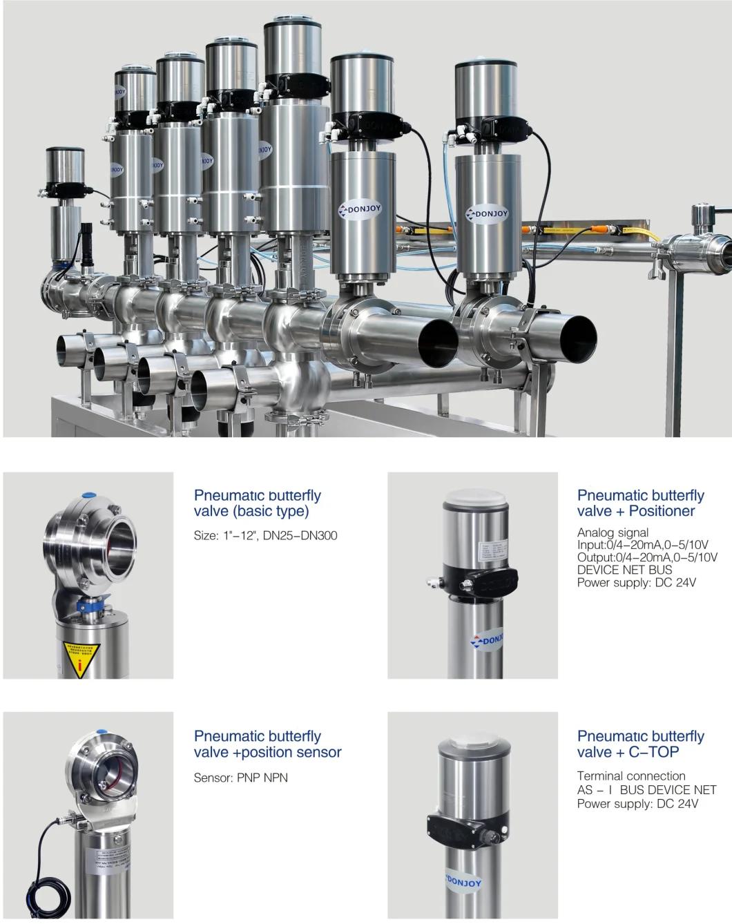 3A Sanitary Pneumatic Control Butterfly Valve with Intelligent Head