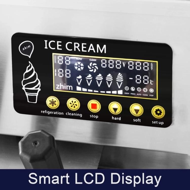 LCD Display 3 Flavor Soft Ice Cream Maker Frozen Yogurt Making Machine