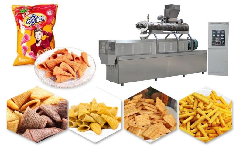 Bugle Extruder Machinery Fried Flour Chips Process Line Bugle Snacks Food Machine