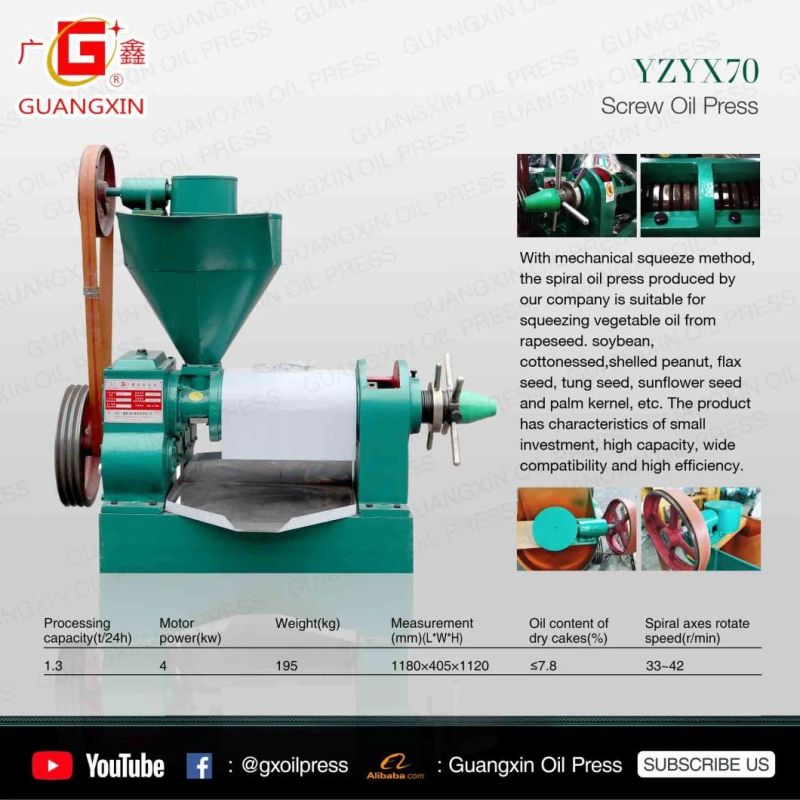 Guangxin 1.3tpd Spiral Oil Press Machine Coconut Oil Expeller