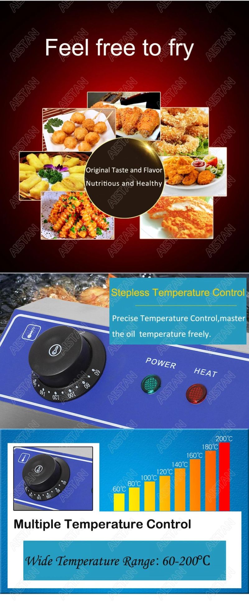 Ef101V Stainless Steel Electric Deep Fryer Fried Chicken Fried Potato Chips for Kitchen Appliance