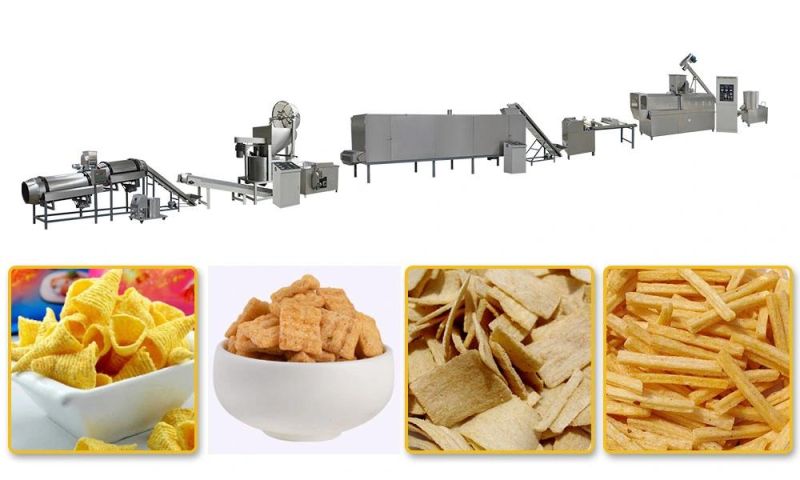 Bugle Production Line Salad Food Making Machine Fried Wheat Flour Chips Process Line