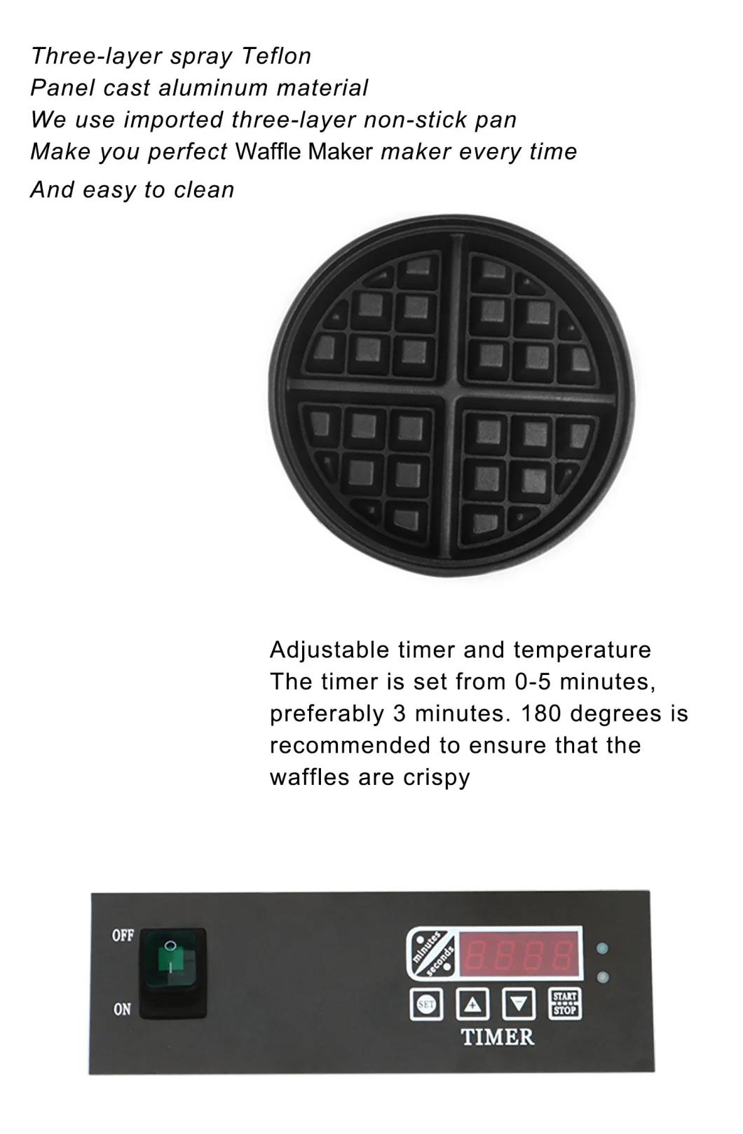 Commercial Rotate Waffle Baker Electric Waffle-Maker for Dessert Coffee Shop