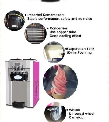 CE Approval 20~26L Table Gelato Soft Ice Cream Machine/Ice Cream Making Machine