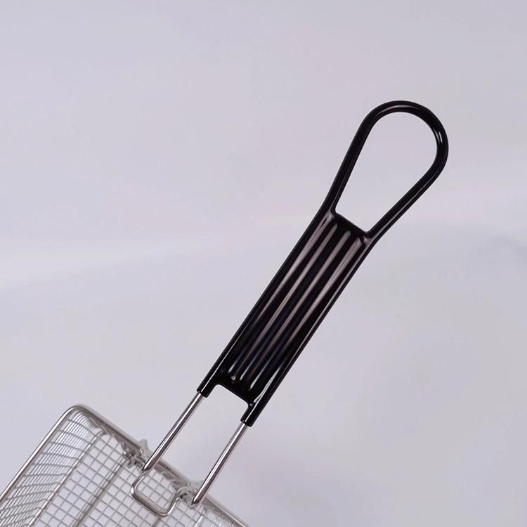 4 Gallon Hevy Duty Restaurant Deep Fryer Basket Rectangular Stainless Steel Fry Basket with Folding Handle