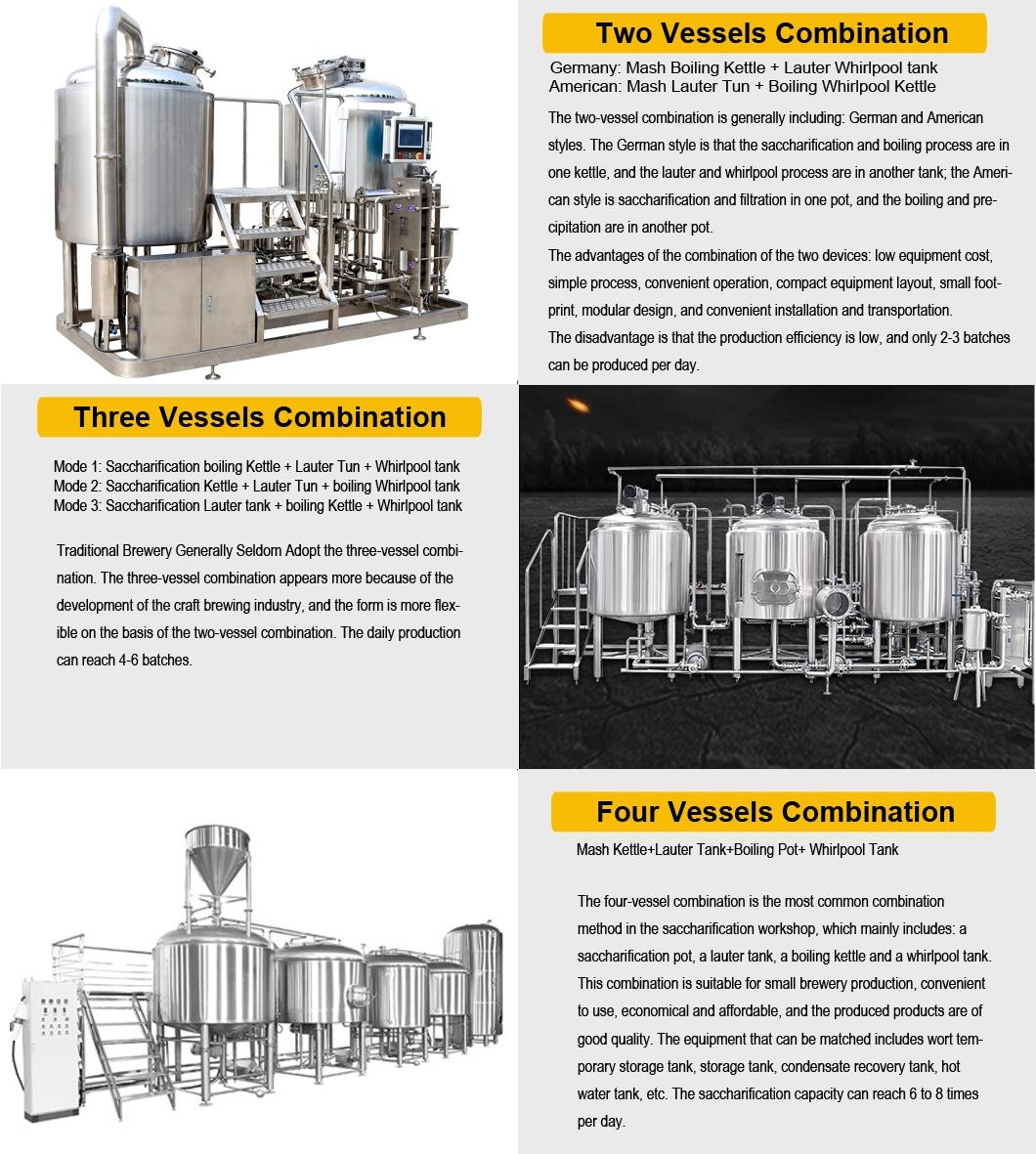 China Supplier 500L 1000L 200gallons 300 Gallons SUS304 Beer Brewery Making Equipment for Brewpub Beer Brewing Bar Restaurant