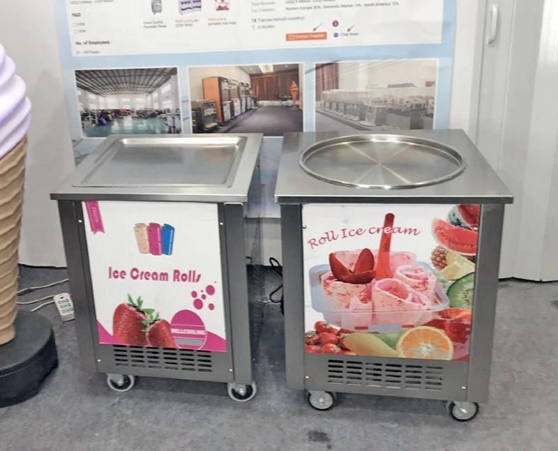 Thailand Flat Pan Stainless Steel Roll Fried Ice Cream Machine