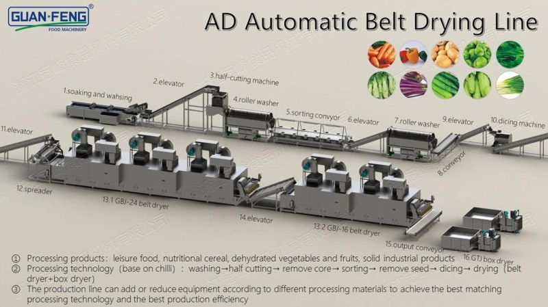 Customized Vegetables Drying Line Fully Automatic Belt Dryer