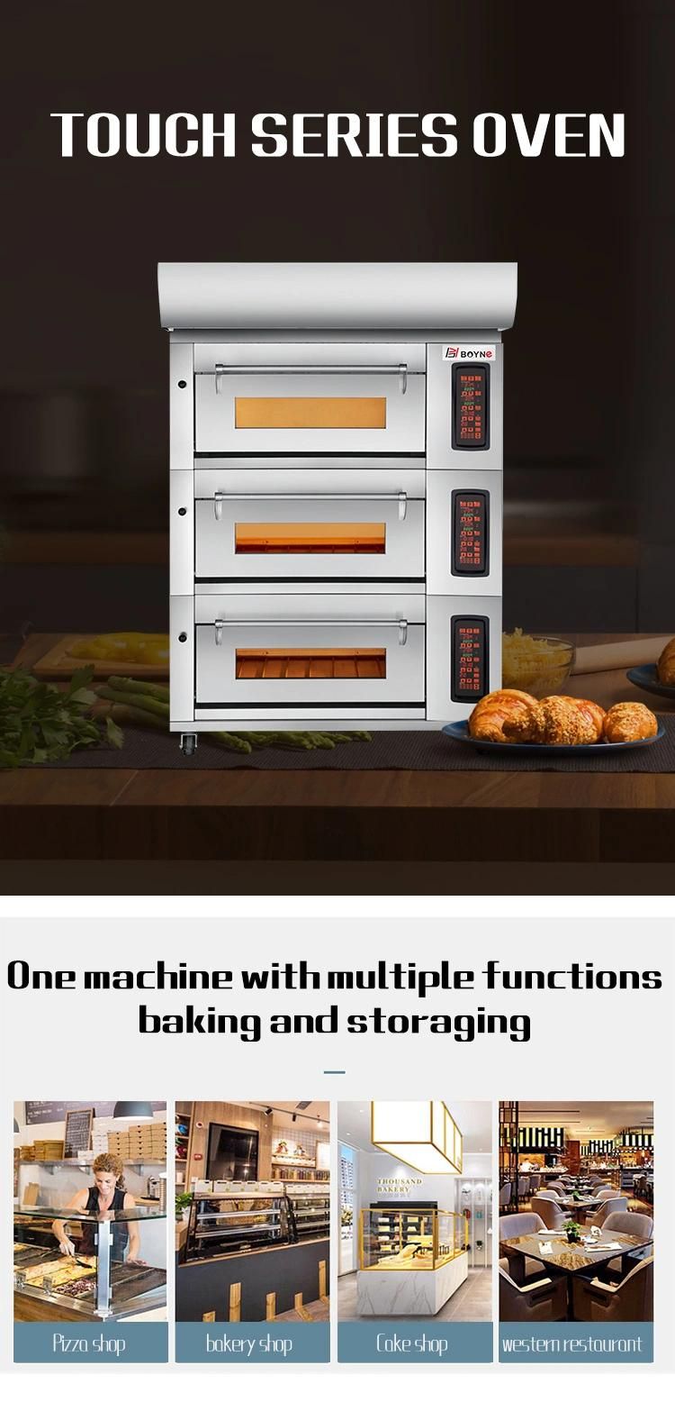 Touch Screen 3 Deck 9 Trays Gas Bread Baking Oven