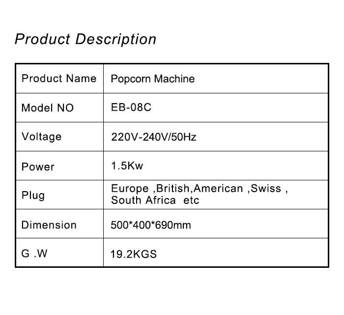 Qinamai Commercial Factory Price Electric Popcorn Machine