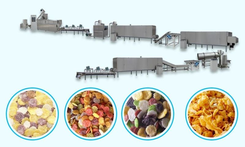 Extrusion Circle Cereal Snack Food Corn Flakes Chocolate Pillow Make Extruder Machinery