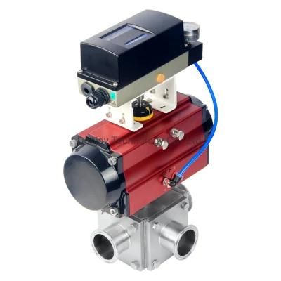 Us 3A Stainless Steel 3-Way Ball Valve with Red Actuator