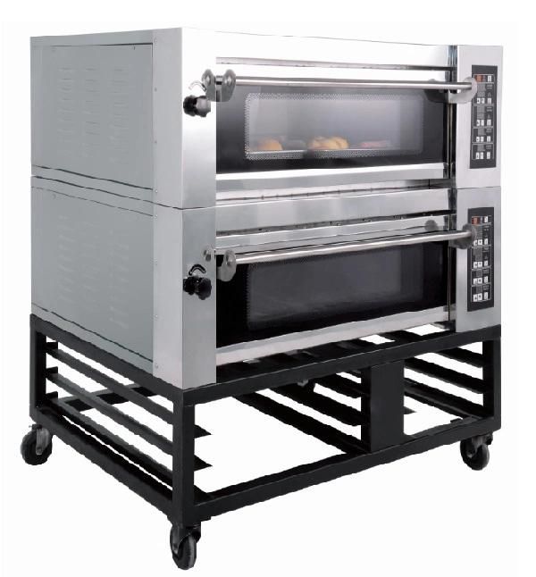 Commercial Bread Cake Cookies 2 Decks 4 Trays Baking Oven, Stone Baking Oven Biscuit Pizza Snack Baking Oven Bread Making Deck Oven