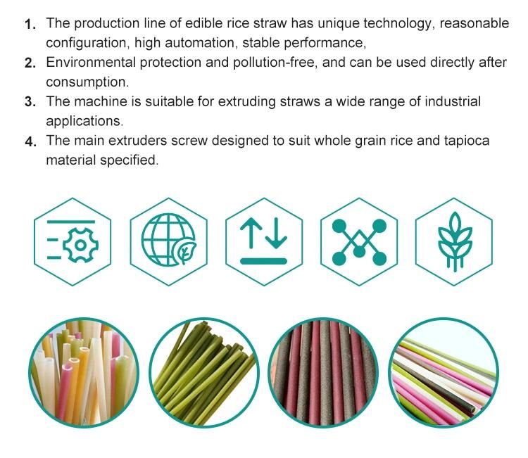 Edible Disposable Rice Drinking Straw Making Machine Price Straws Production Line