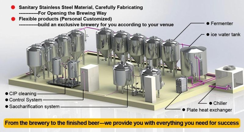 300L 2bbl 500L 5bbl Customzied Stainless Steel Beer Brewing Equipment