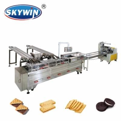 Three Servo Motor High Quality Sandwich Biscuit Connect Packing Machine