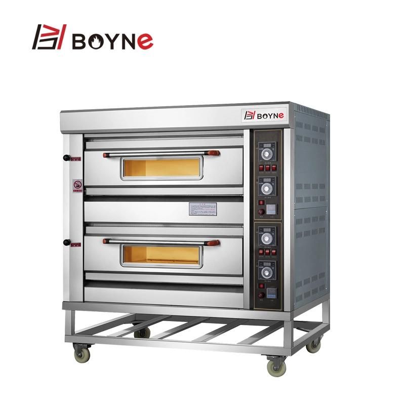 Pizza Oven with Stone Double Deck 4 Trays Gas Oven