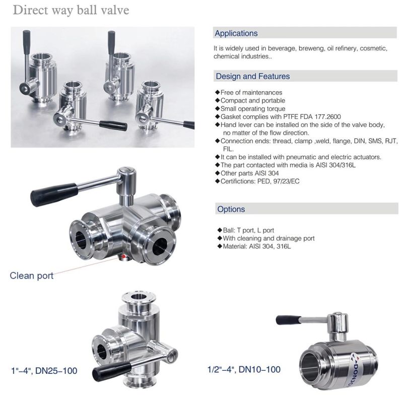 Sanitary Middle Clamp Ball Valve with Pneumatic Actuator