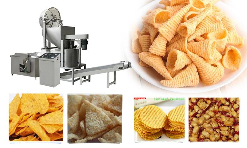 High Efficient Snack Food Batch Frying Machine Automatic Deep Fried Pellet Chips Food Making Batch Fryer Machine for Sale