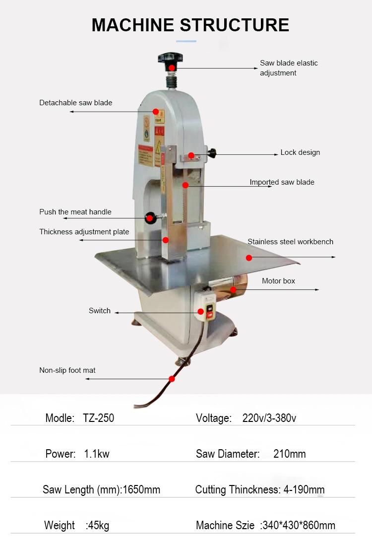 High Efficiency Stainless Steel Commercial Bone Meat Saw Machine