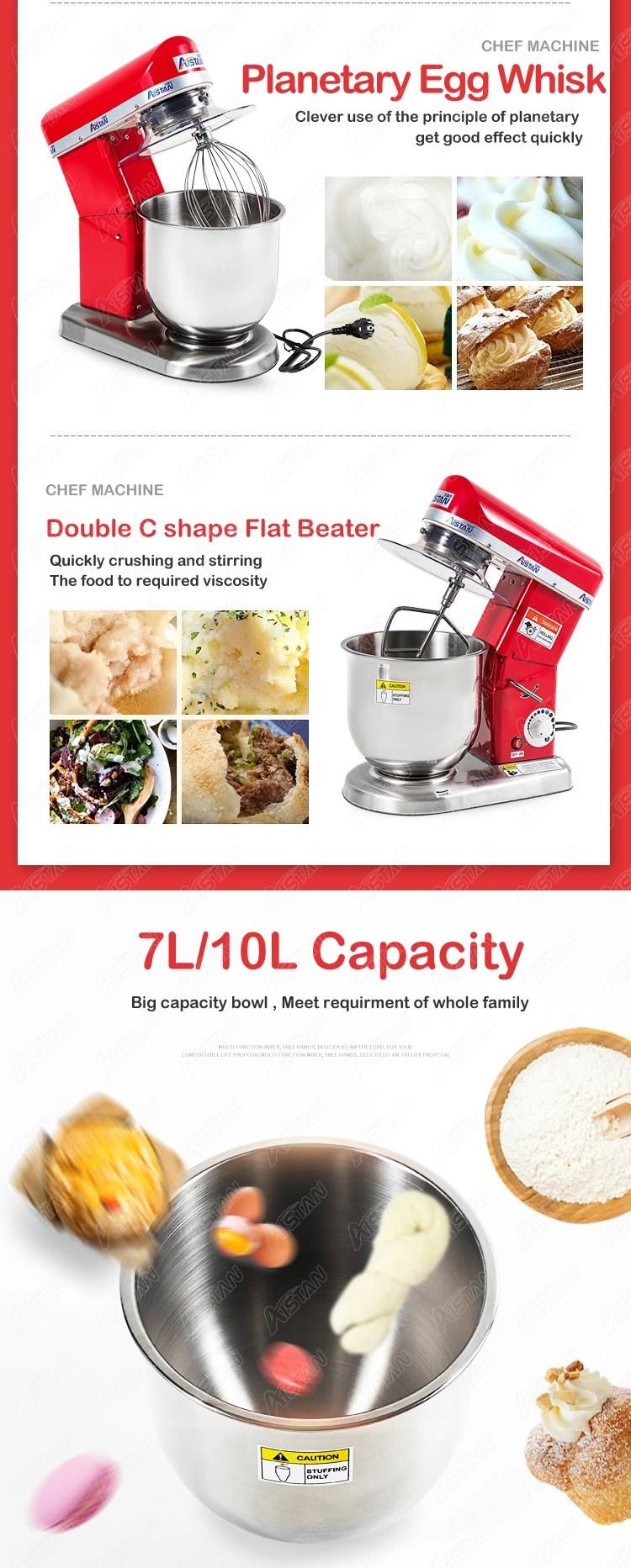 B7r Electric Stand Mixer 500W Spiral Dough Mixer 7 Liters for Bakery 110V 220V Stainless Steel Bowl Attachment Hook