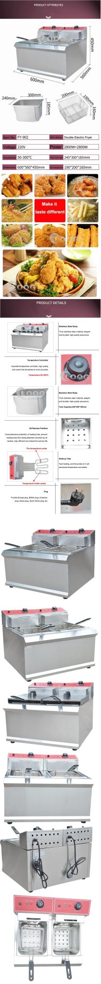 Industrial Double Tank Food Grade Catering Equipment Stainless Steel French Fries Deep Fat Fryer with Oil