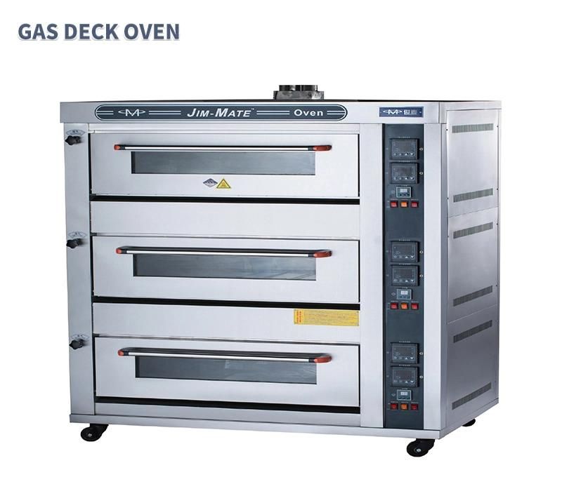 Bakery Equipment 3 Decks 9 Trays Commercial Gas Deck Oven