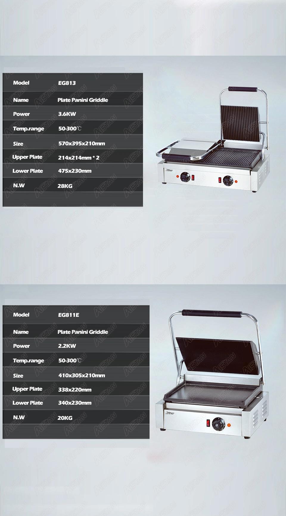 Eg811e Commercial Electric Single Plate Table Top Panini Grill Griddle Machine for Kitchen Equipment