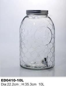 Glass Beverage Jar Special Type Juice Jar