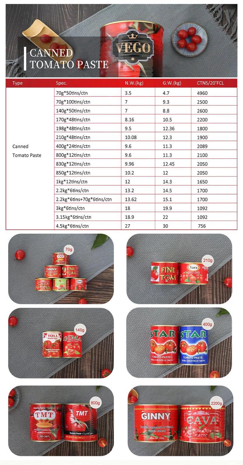 Good Quality Tomato Paste 70g 210g 400g 1000g 2.2kg for Africa