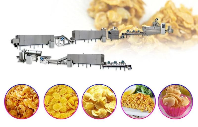 Corn Flakes Breakfast Cereal Line Corn Flaker Making Extruder Machine