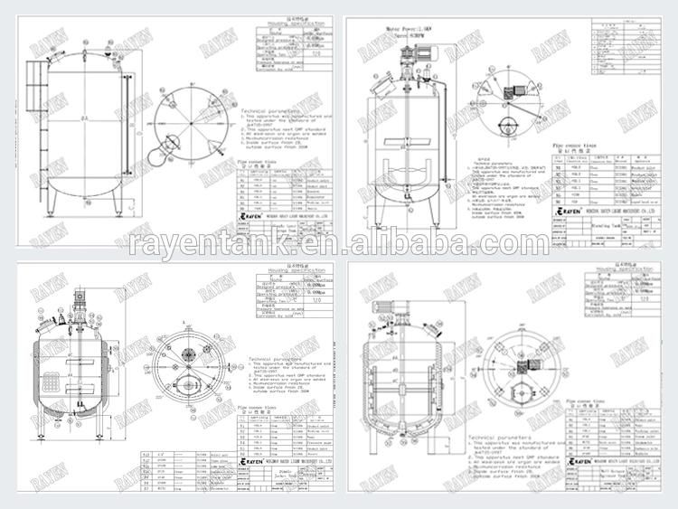 SUS316L Stainless Steel Mixing Tank Agitator 500 Liter Mixing Tank