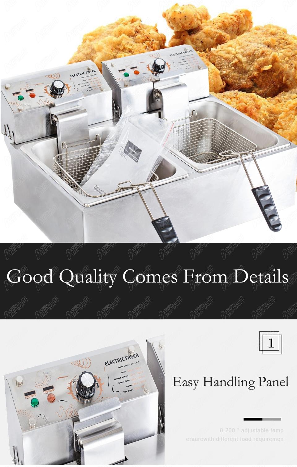 Hy82 Electric Commerical Deep Oil Fryer Stainless Steel Chicken Chips Fish Potato Fried High Power 12 Liters