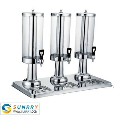 Columnar Triple Tap Cold Soft Drink Glass Juice Dispenser